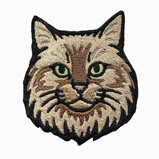 American Longhair Cat Embroidered Patch – Fluffy Feline Design