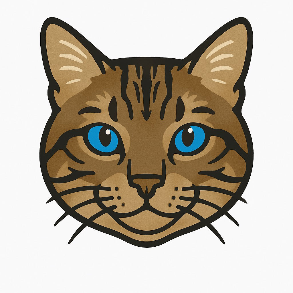 Tabby Cat Embroidered Patch – Green Eyes & Striped Fur