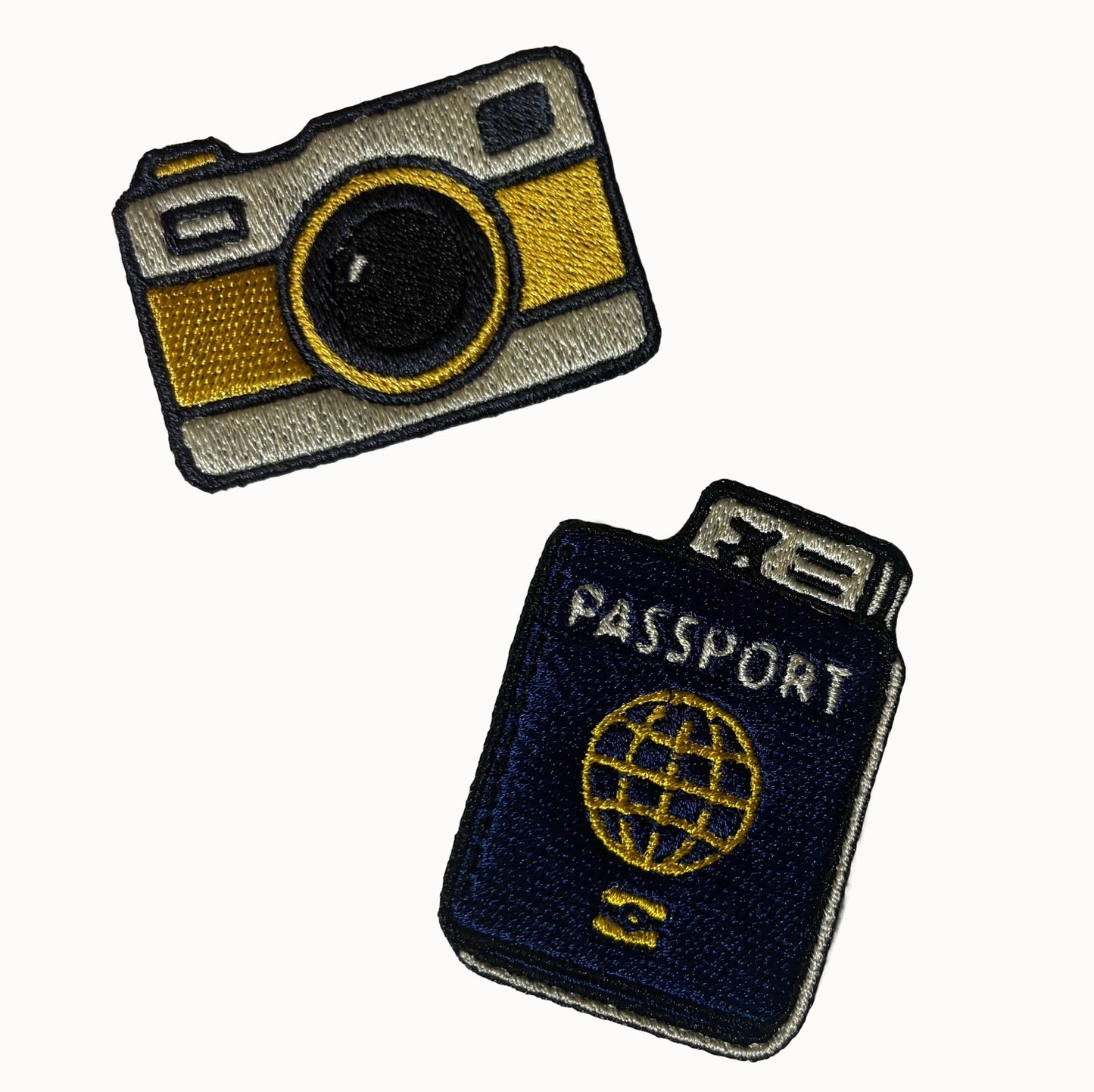 Travel Patch Set – Passport & Camera Embroidered Patches